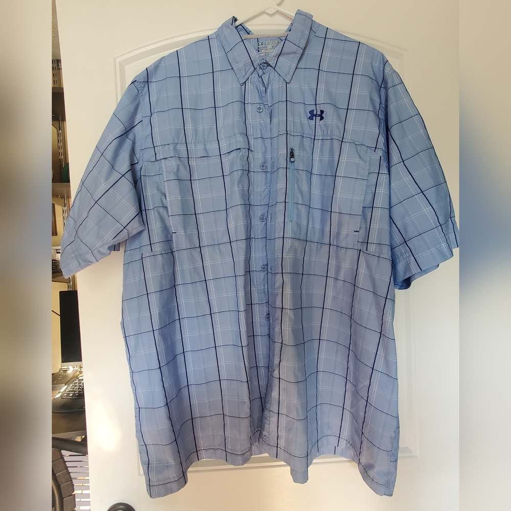 Blue plaid Under Armour short sleeves
